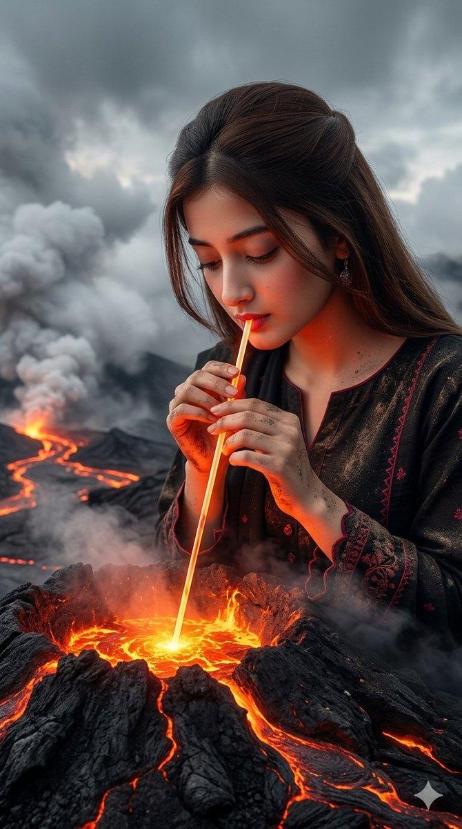 Lava Drinking Volcano Portrait