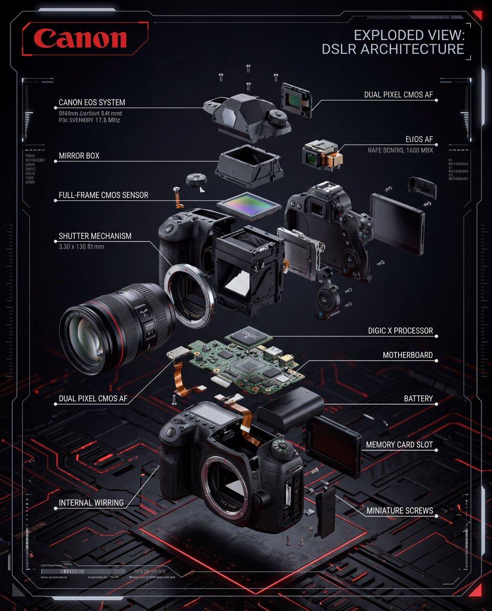 Exploded View DSLR Infographic