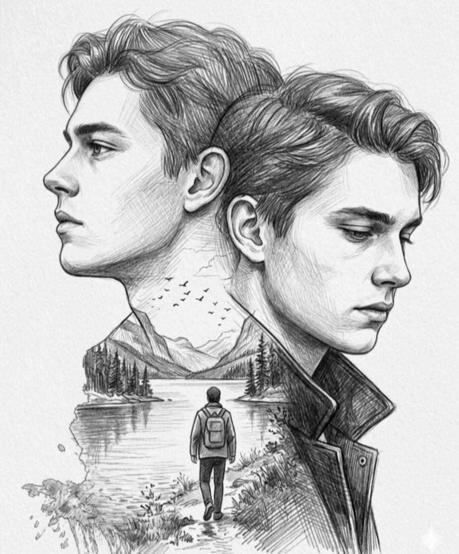 Double Exposure Pencil Sketch