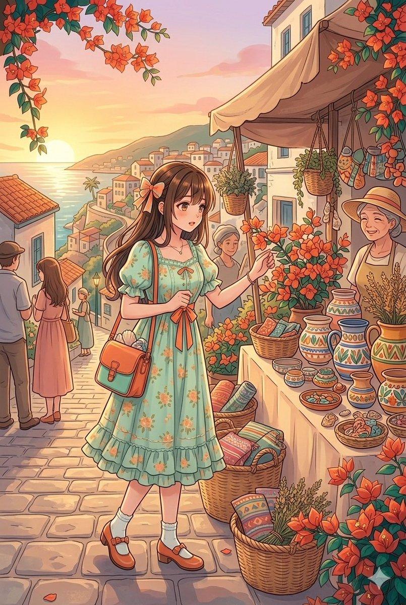 Anime Style Coastal Village Stroll