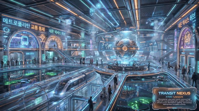 Artistic Cyberpunk Neon Megacity