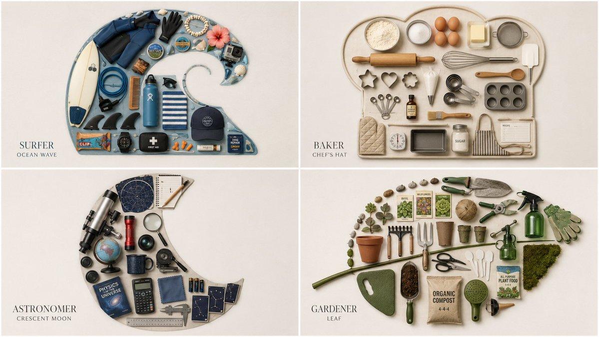 Themed Knolling Flat-Lay Grid