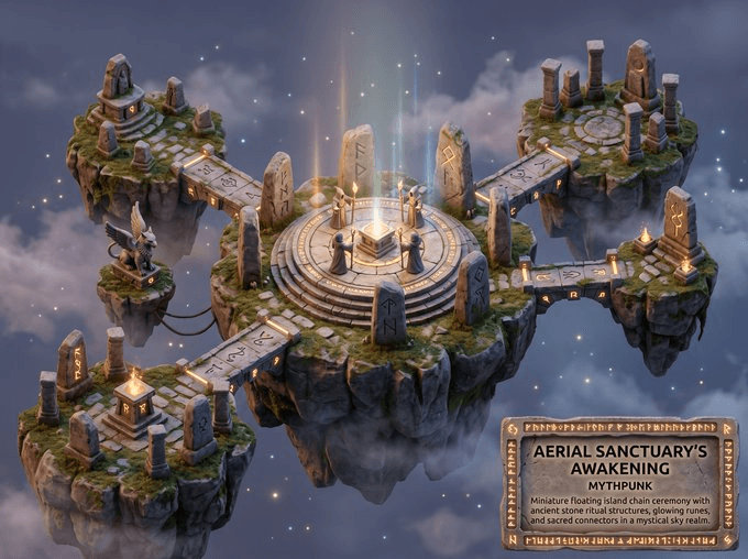 Whimsical Mythpunk Floating Island Miniature