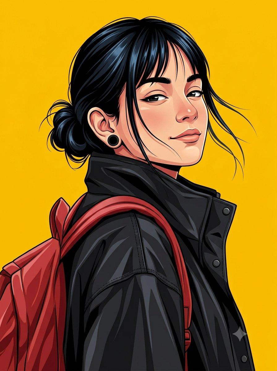 Kerala Woman Anime Vector Illustration