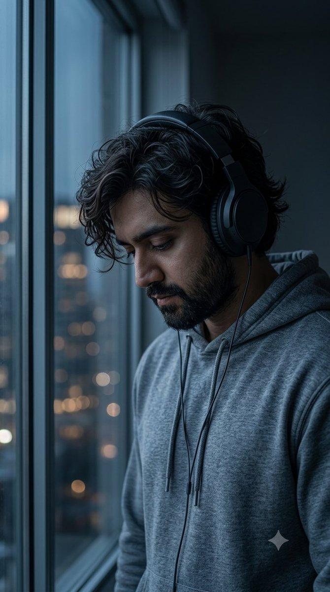 Moody Introspective Hoodie Portrait