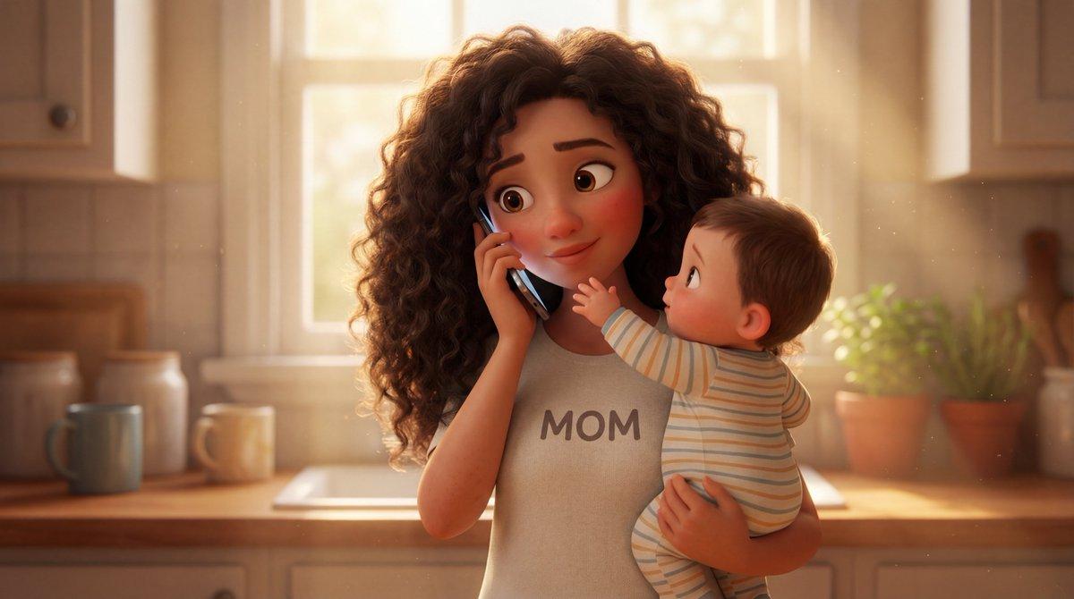 Stylized 3D Animated Mother Portrait