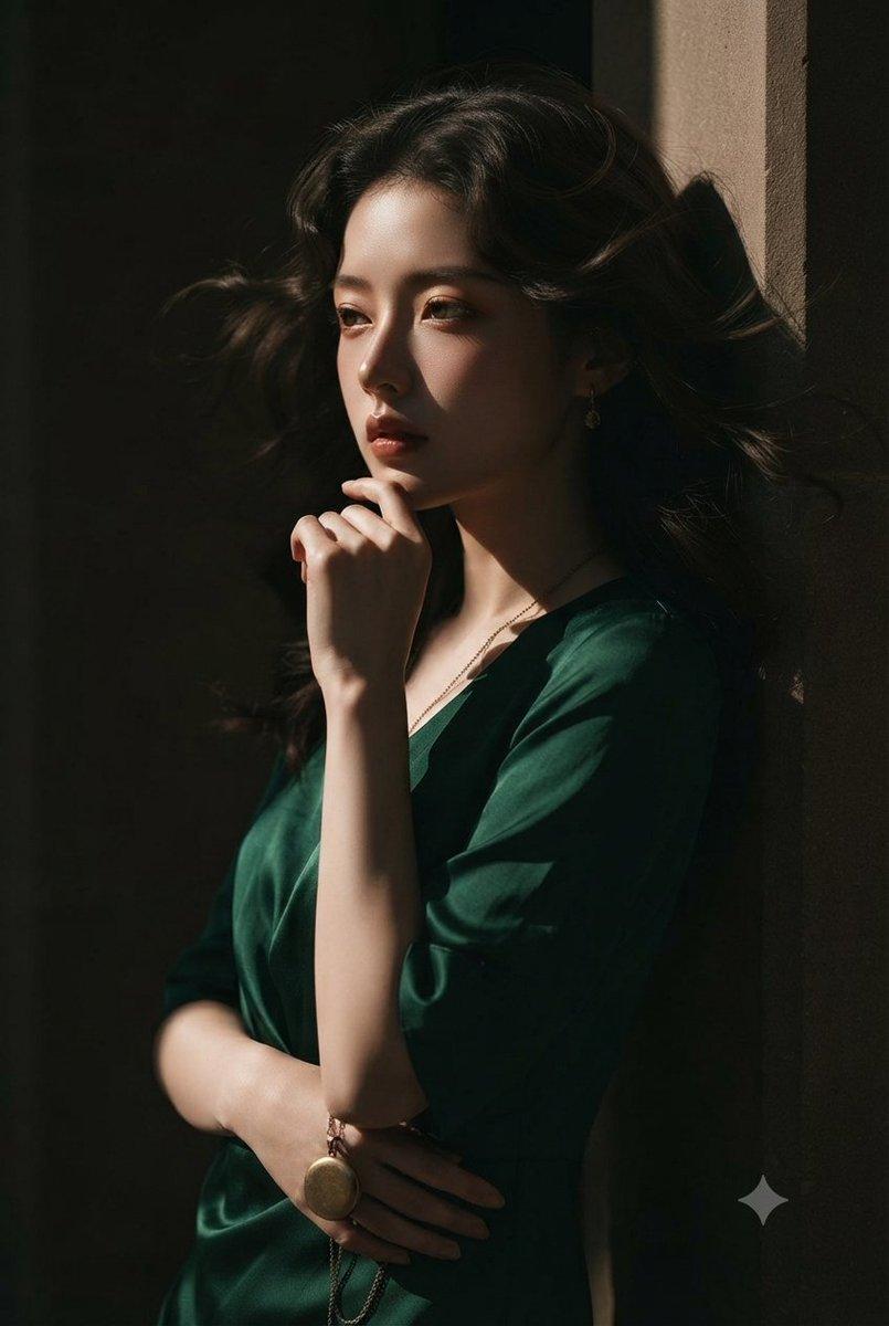 Emerald Silk Fashion Portrait
