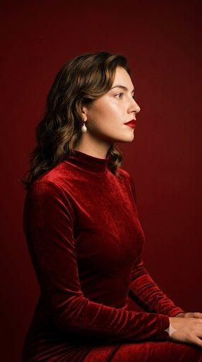 Crimson Velvet Studio Portrait