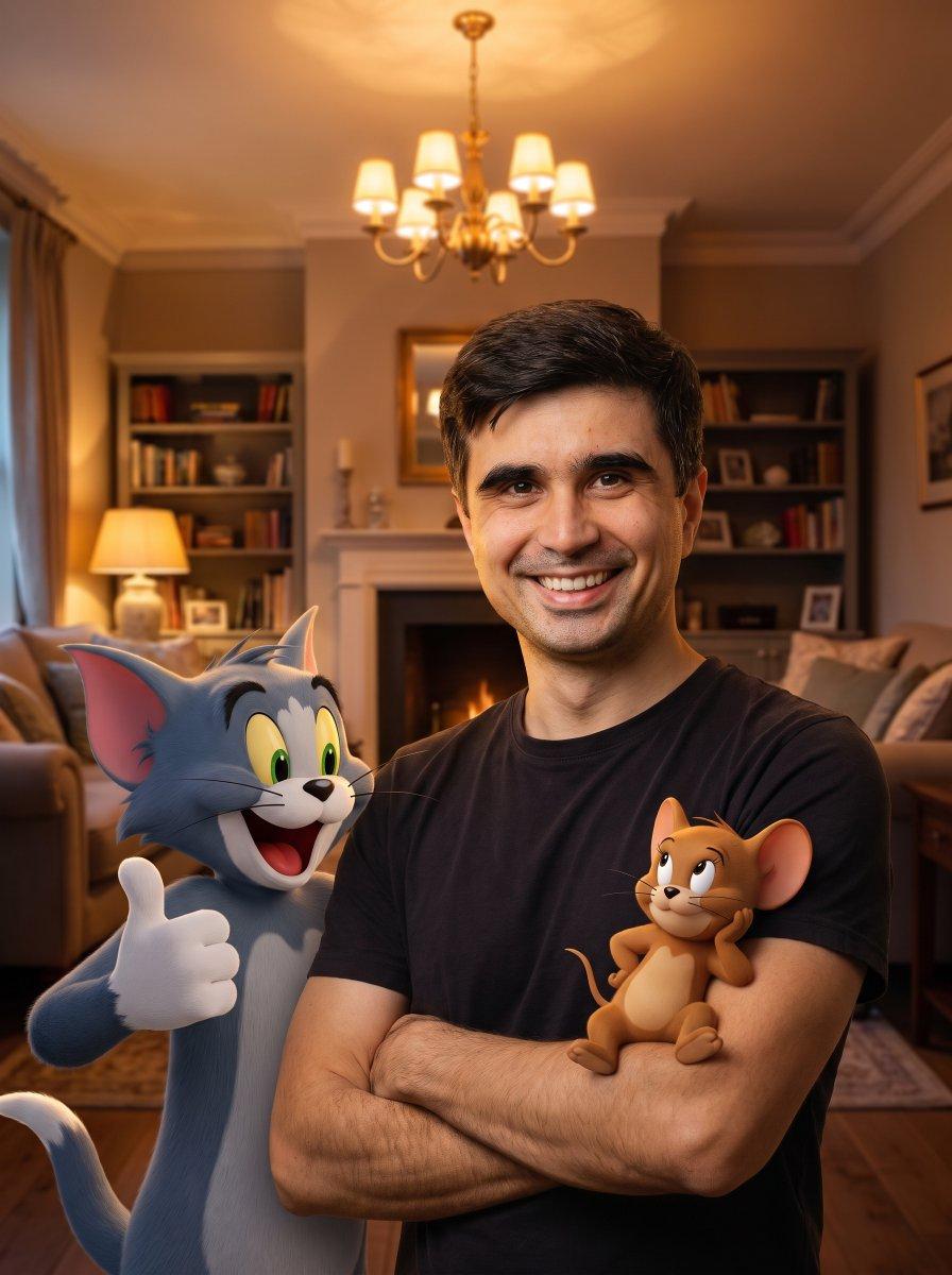 Hybrid Live-Action and Cartoon Portrait