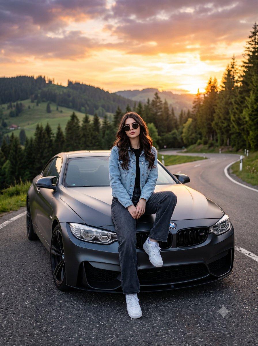 Cinematic Woman with BMW Portrait