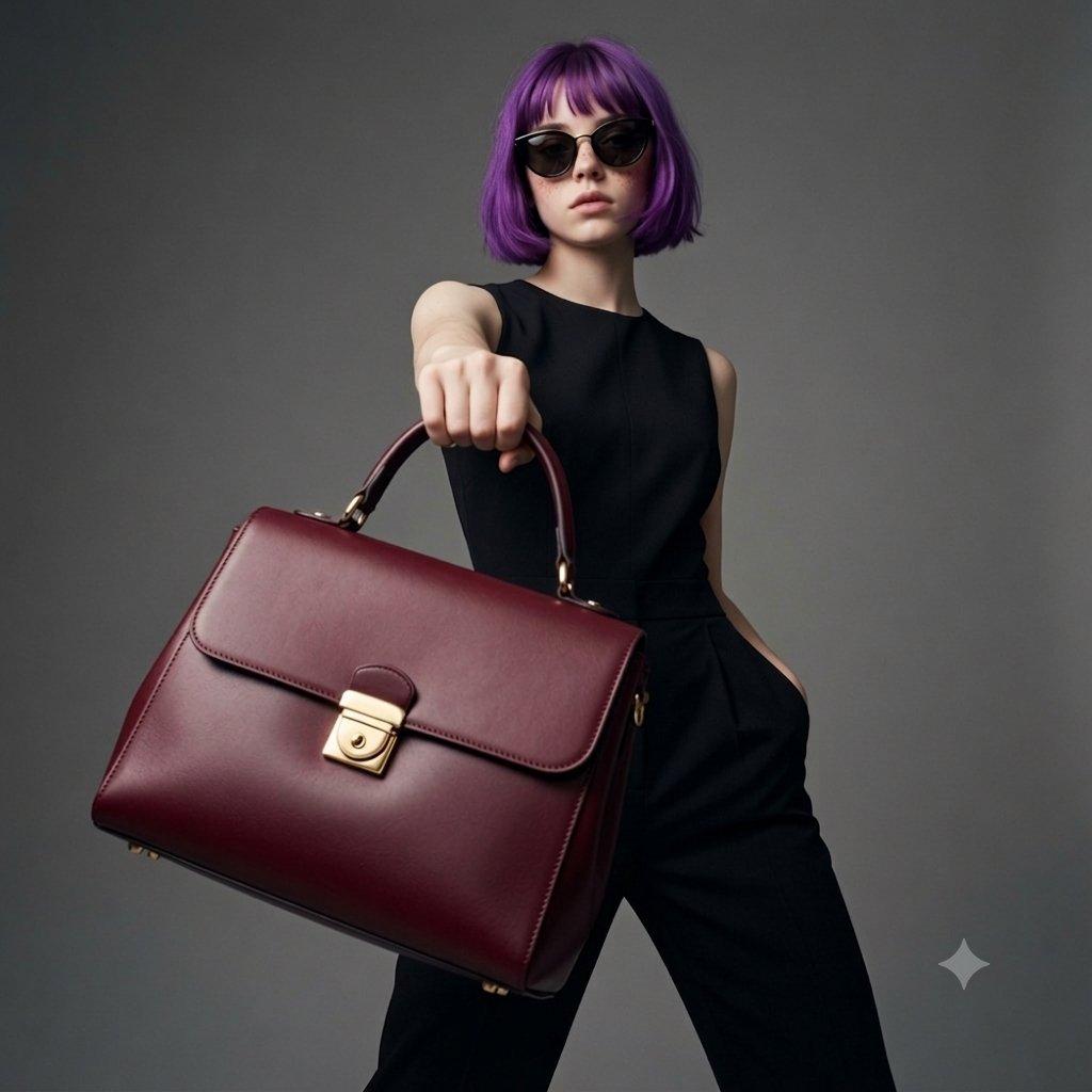 Purple Bob Fashion Editorial Portrait