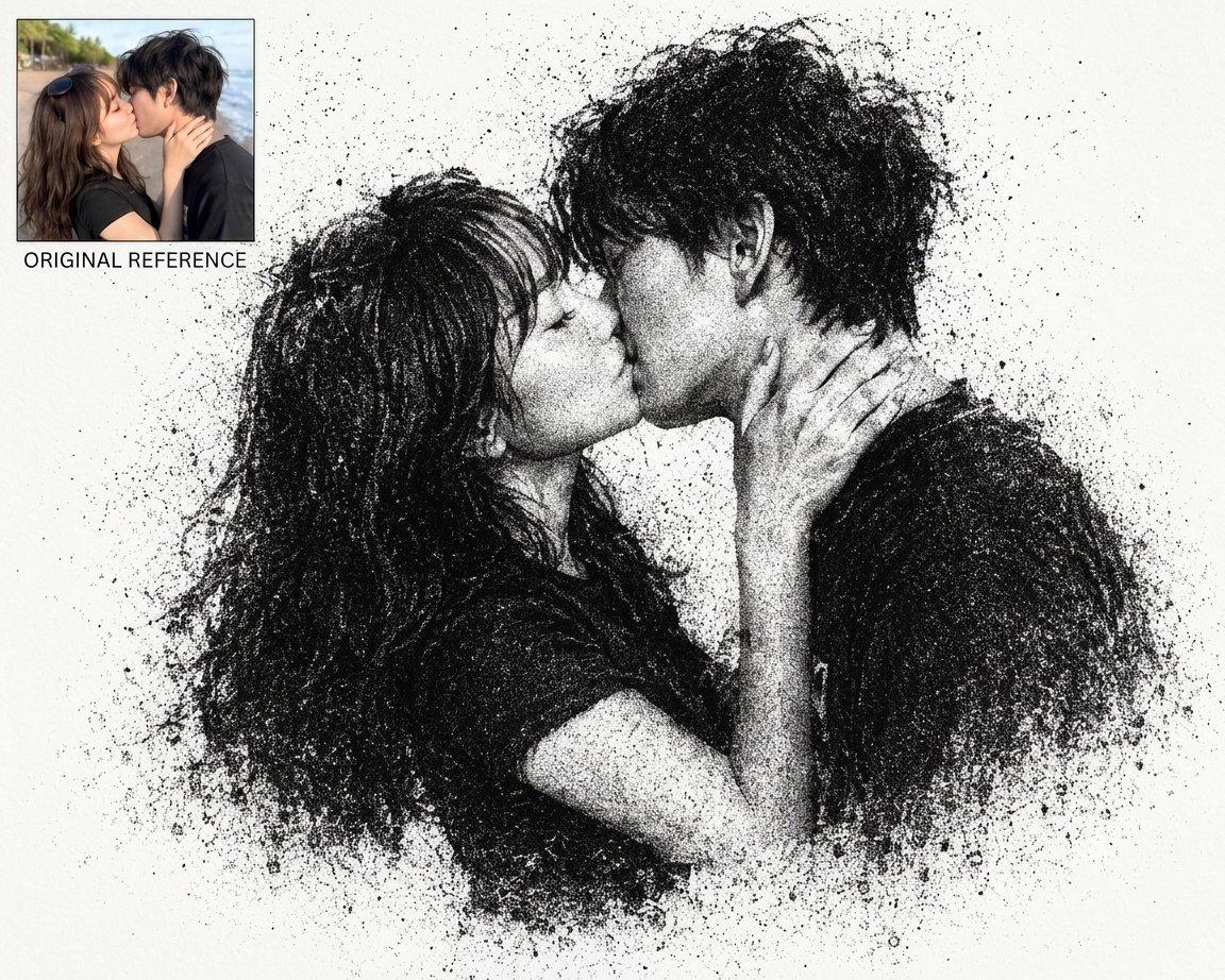Monochrome Carbon Dust Art Style