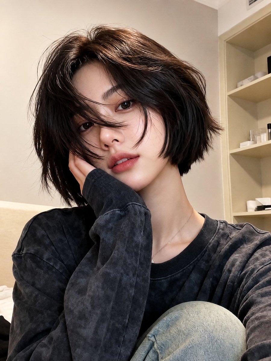 Realistic Korean Lifestyle Selfie Portrait