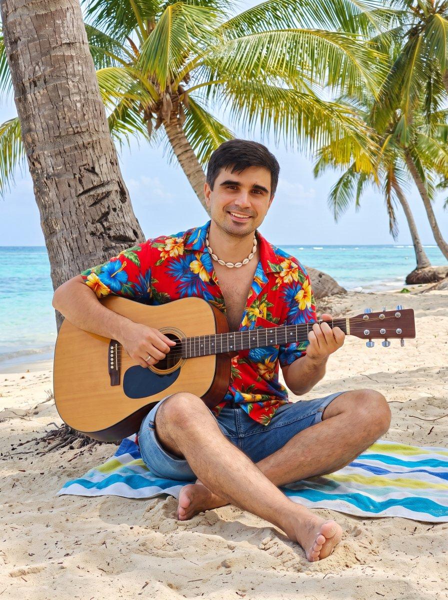 Summer Beach Guitarist Portrait