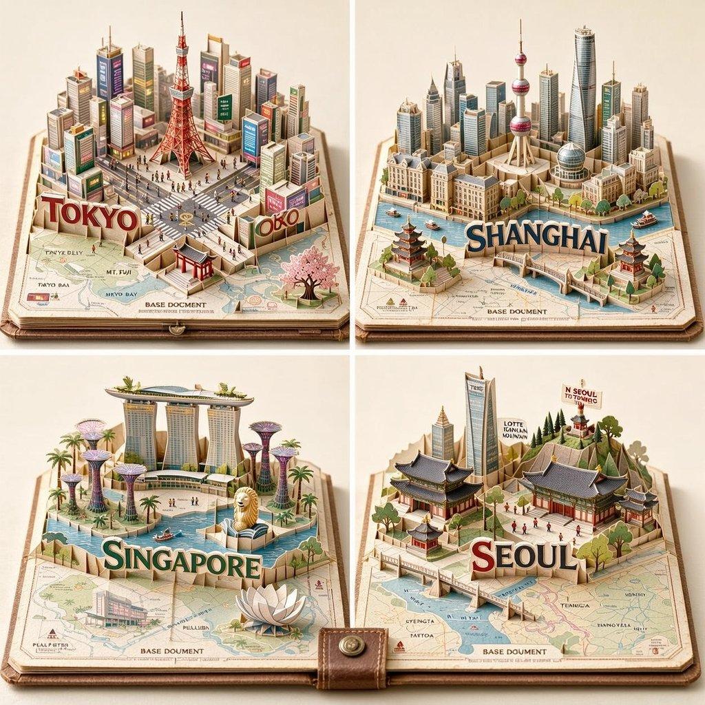 Miniature Pop-up Book City Diorama