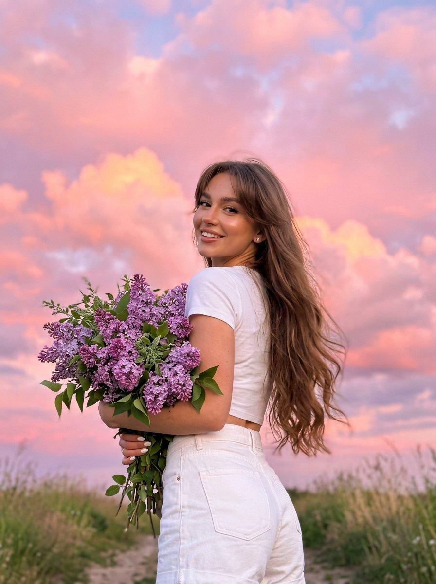 Lilac Bouquet Sunset Aesthetic