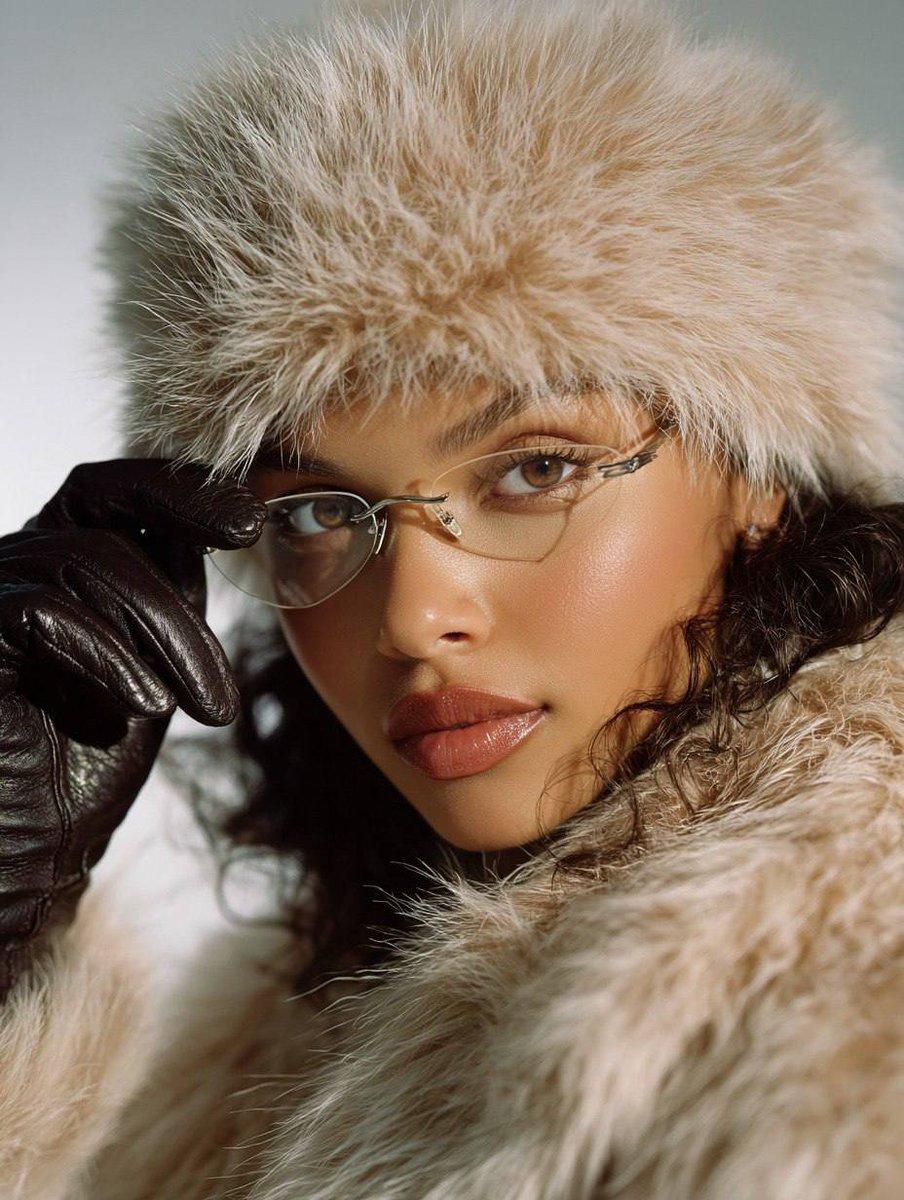Nineties Fashion Fur Hat Portrait