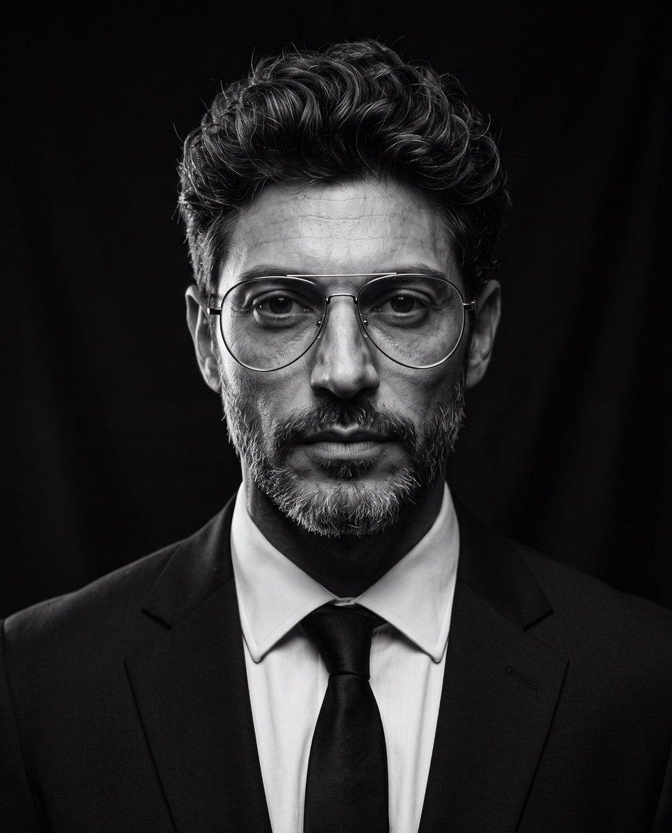 Cinematic Black and White Studio Portrait