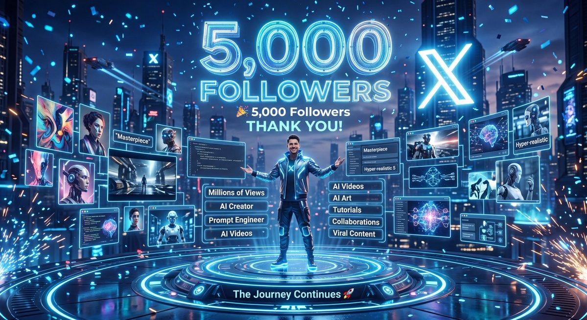 Futuristic AI Milestone Celebration