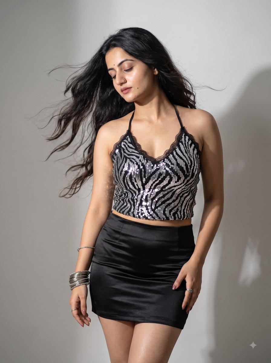 Zebra Print Sequined Portrait