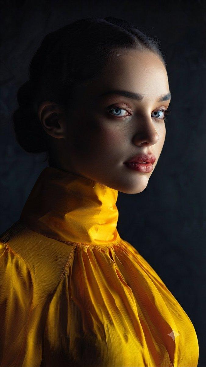 Dramatic Yellow Silk Portrait