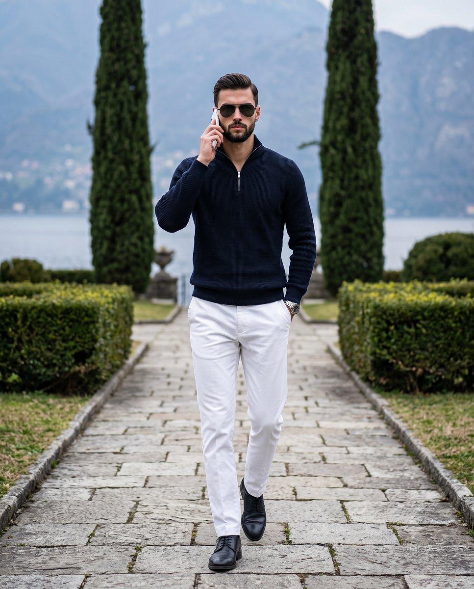 Stylish Man Garden Path