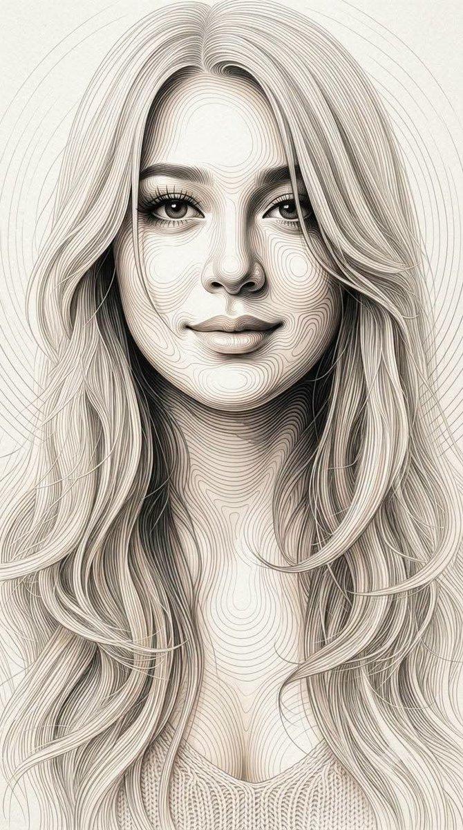 Topographic Contour Line Portrait