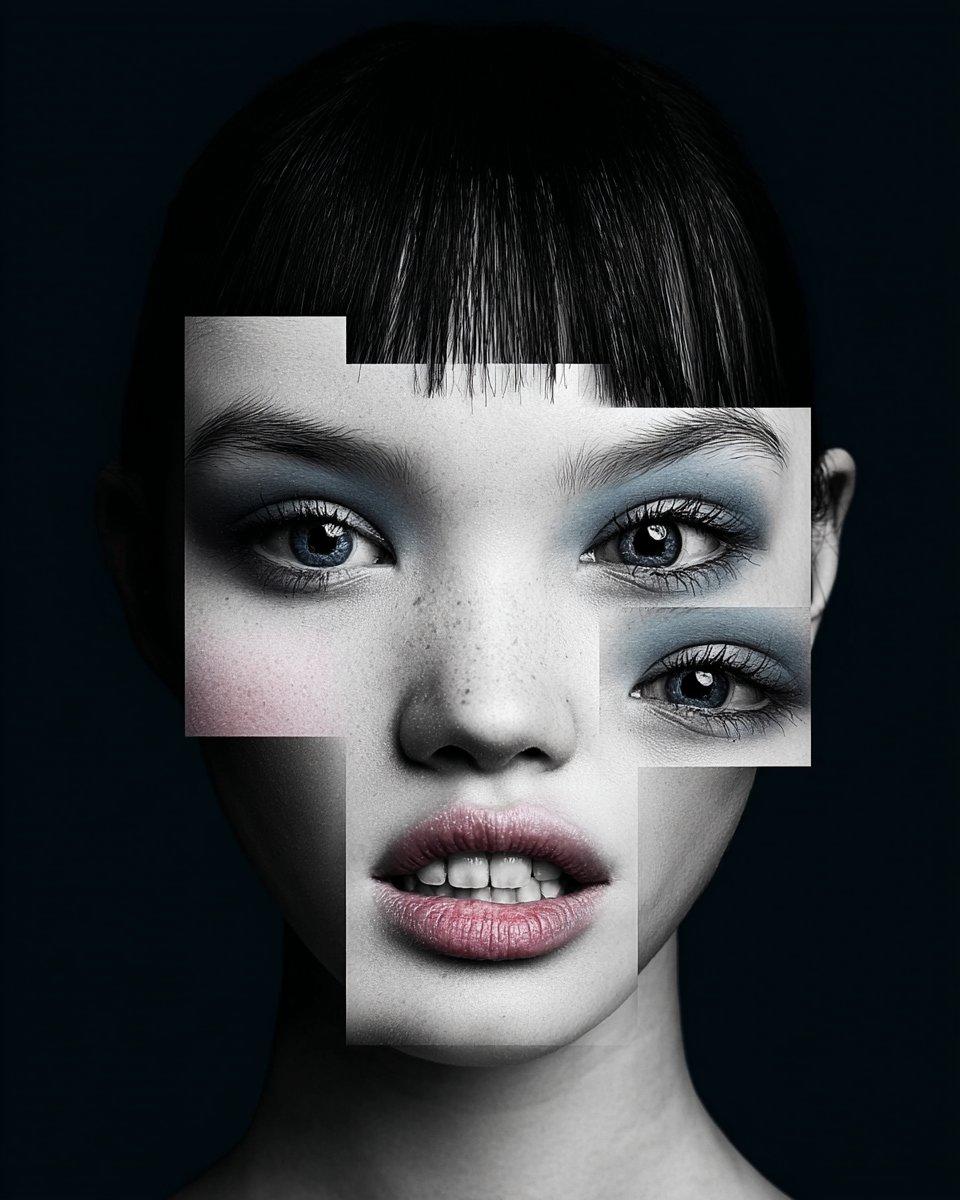 Black and White Fragmented Photo Collage