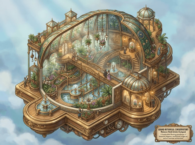 Clockpunk Miniature Botanical Greenhouse